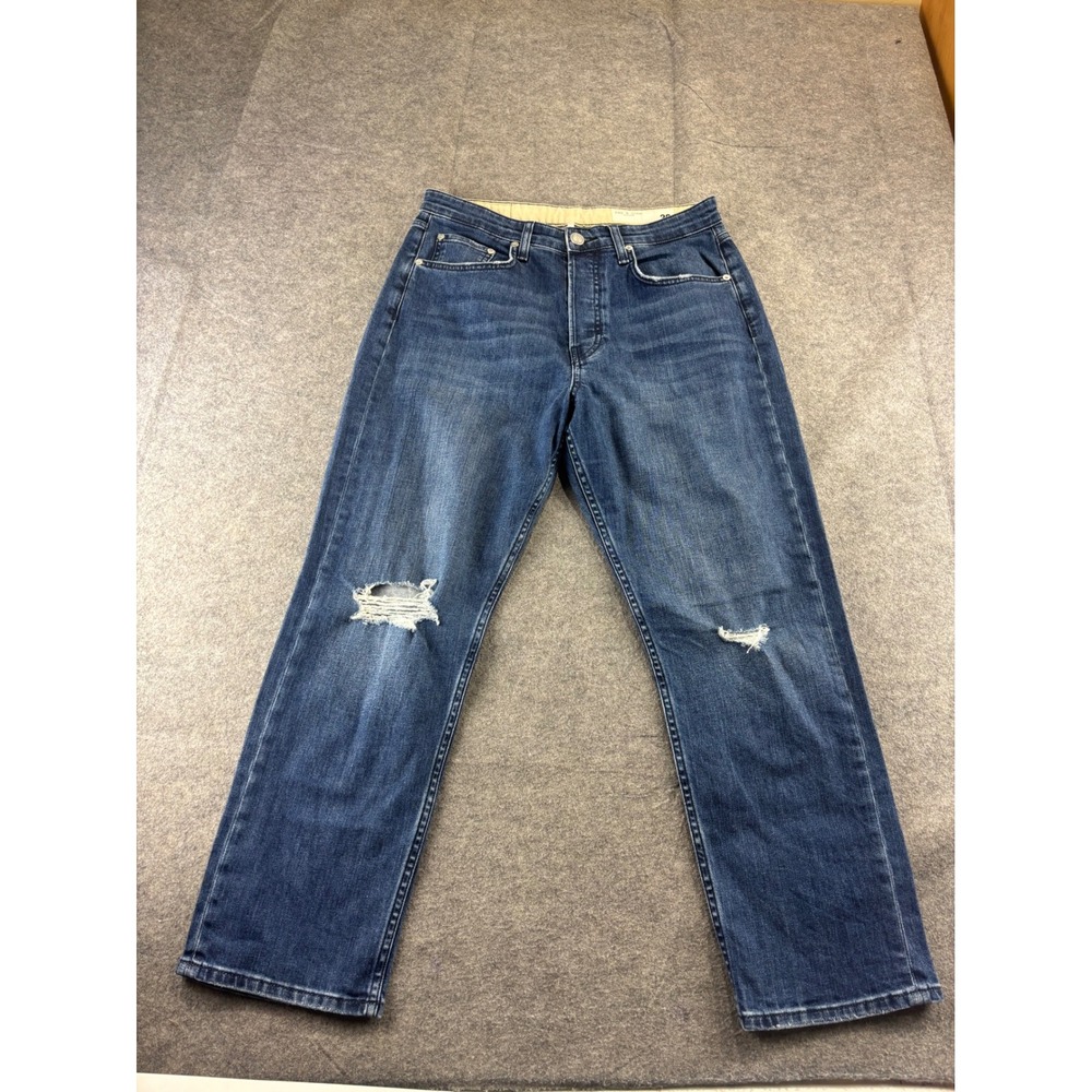 Rag & Bone Maya High Rise Ankle Slim Distressed Jeans Size 30 Medium Wash